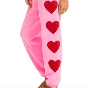 Aviator Nation 4 Heart Stitch Sweatpants - Neon Pink, XS